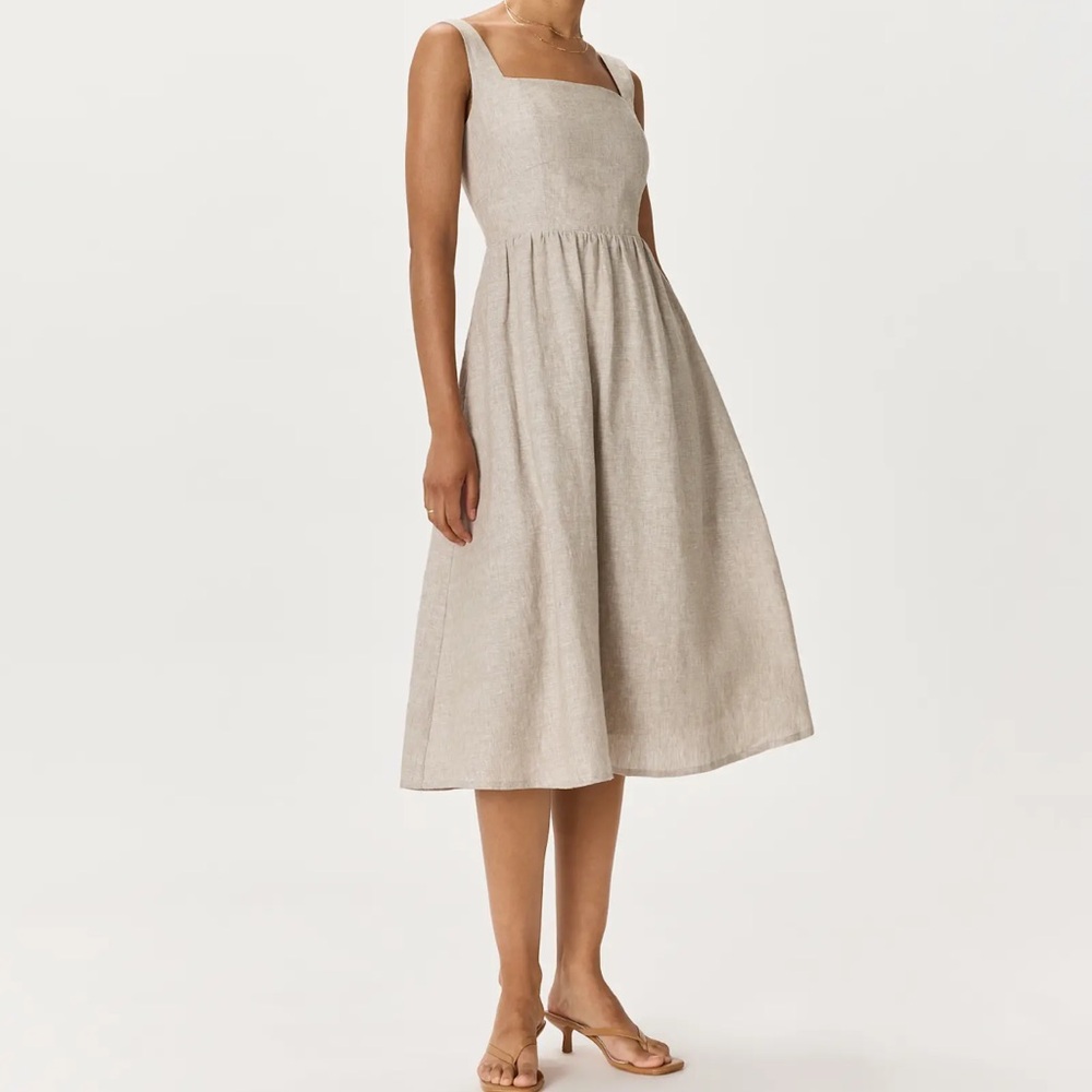 Quince Linen Fit & Flare Dress Flax XL 100% European Linen Summer Dress